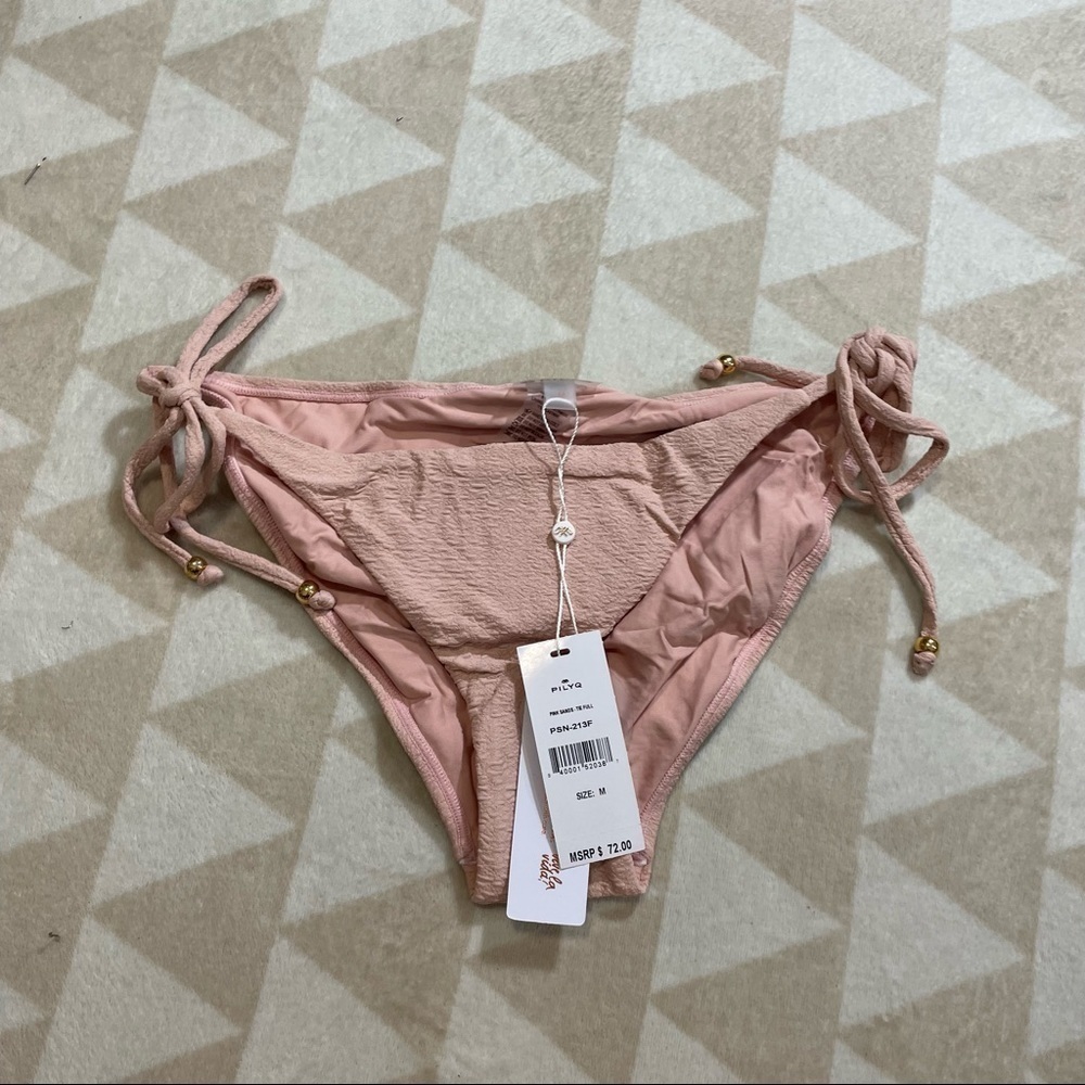 PQ Anthropologie Tie Full Bikini Bottoms pink sand